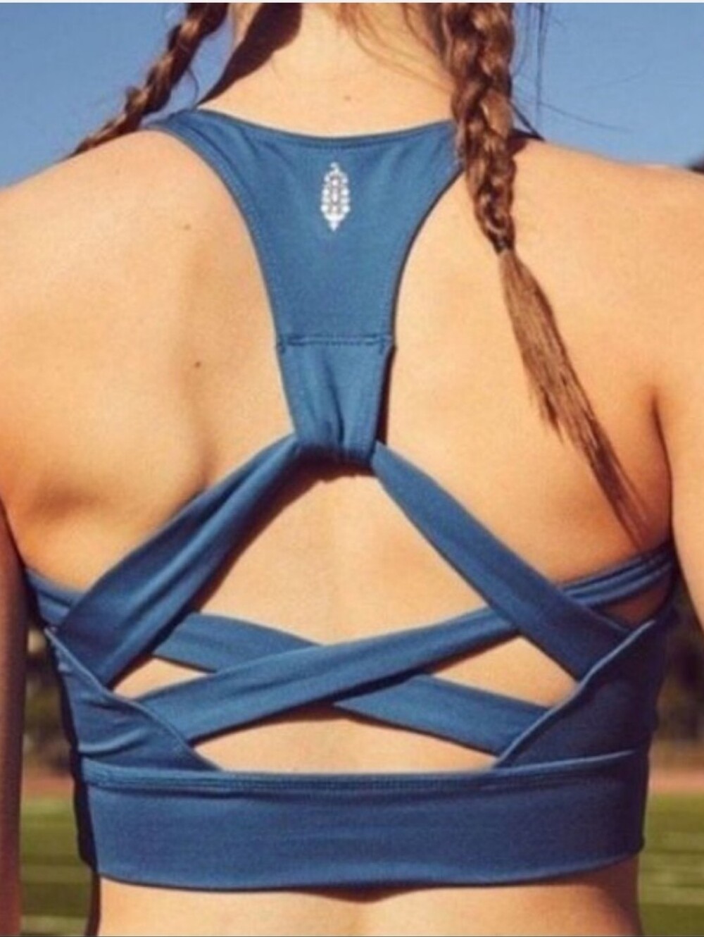 Free People Blue Strappy Racerback Sports Bra